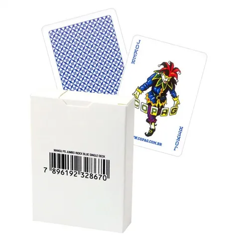 Karty do gry: Copag 4 Corner Jumbo poker cards in white box - niebieskie