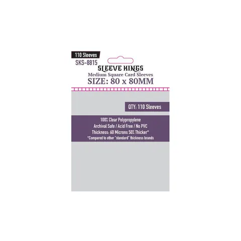Koszulki na karty Sleeve Kings Medium Square 80x80 mm 110 sztuk