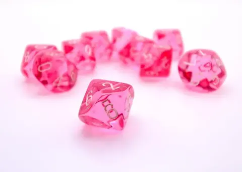Kości Chessex - kostka k10 Translucent Pink/white