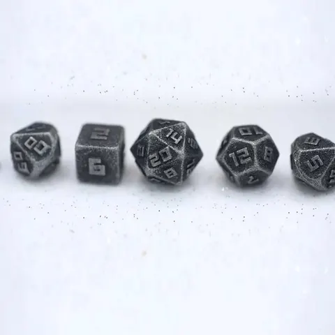 Mini Metal RPG Dice Set - Ancient Silver