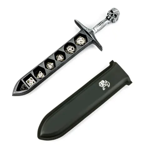 Grim Dagger Dice Case/Holder with sheath cover-Silver