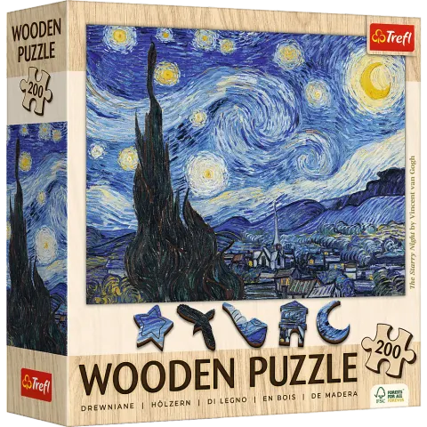 Puzzle drewniane 200 - Gwiaździsta Noc, Vincent van Gogh