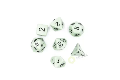 Kości Chessex - zestaw 7 kostek Opaque Pastel Green/black