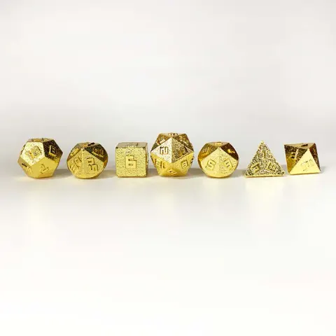 Mini Metal RPG Dice Set - Gold