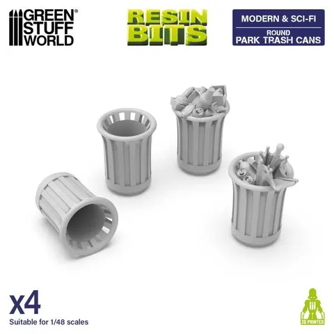 Green Stuff World: Modern & Sci-fi - kosze na śmieci okrągłe, parkowe (4 elementy)