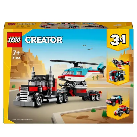 Klocki Lego Creator 3w1 7+ Ciężarówka z platformą i helikopterem 31146