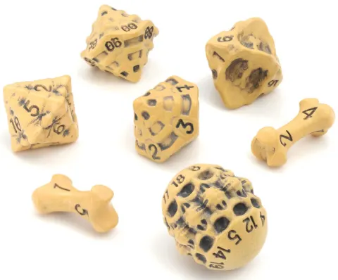 Kości Lynx- zestaw 7 kostek Skull & Bone: Ancient Bone Yellow
