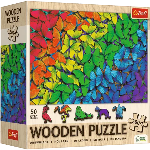 Puzzle drewniane 500+1 - Tęczowe motyle