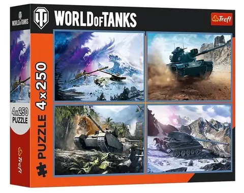 Puzzle 4x250 World of Tanks: Wielka bitwa czołgów