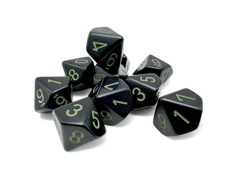Kości Chessex - kostka k10 - Opaque Black/Green