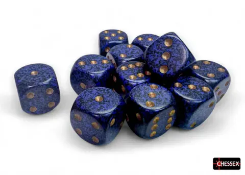 Kości Chessex - kostka k6 12mm Speckled Golden Cobalt