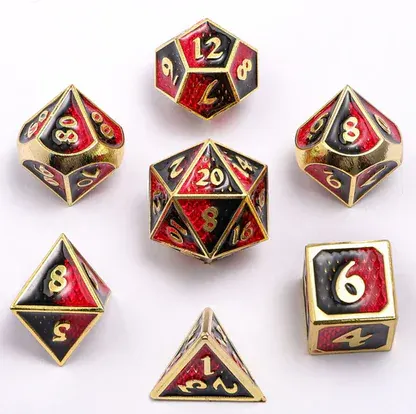 Zestaw kości: Metal Mini Behemoth - Gold w/Ruby&Black