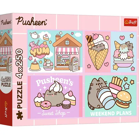 Puzzle 4x250 Poznajcie Pusheena