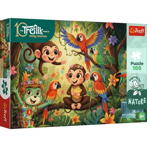 Puzzle 100 Rodzina Treflików - Małpki i przyjaciele