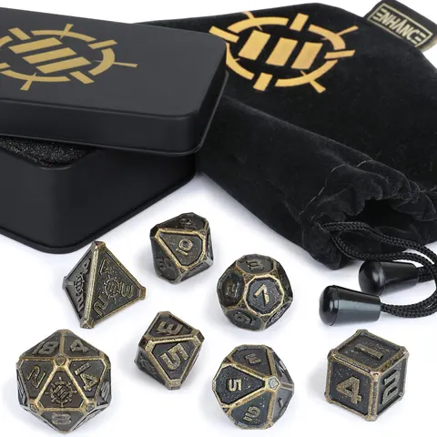 Enhance - Zestaw 7 metalowych kości z etui