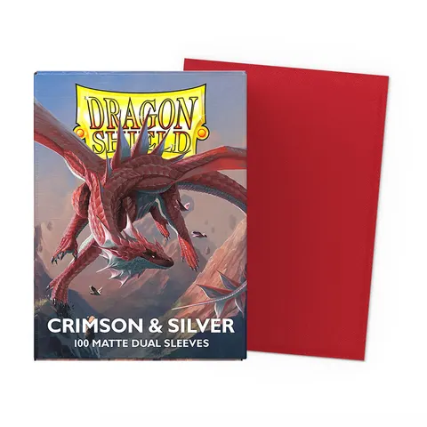 Koszulki na karty Dragon Shield: Matte Dual - Crimson & Silver - 100 sztuk