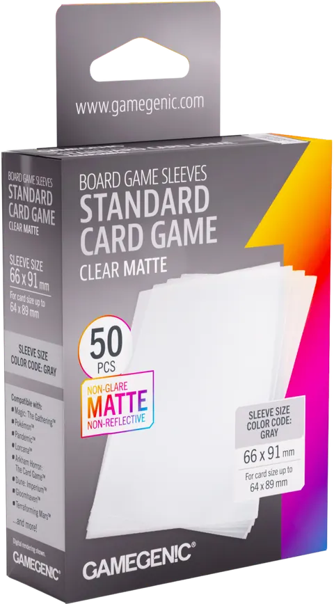 Koszulki na karty Gamegenic: Standard (66x91 mm) - Clear Matte - 50 sztuk