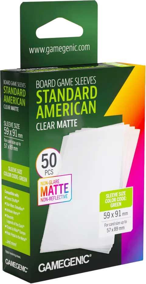 Koszulki na karty Gamegenic: Standard American (59x91 mm) - Clear Matte - 50 sztuk