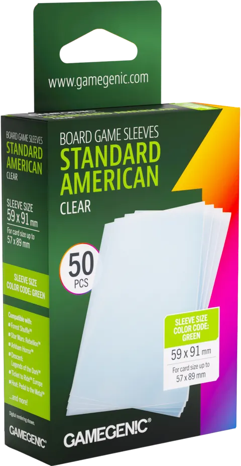 Koszulki na karty Gamegenic: Standard American (59x91 mm) - Clear - 50 sztuk