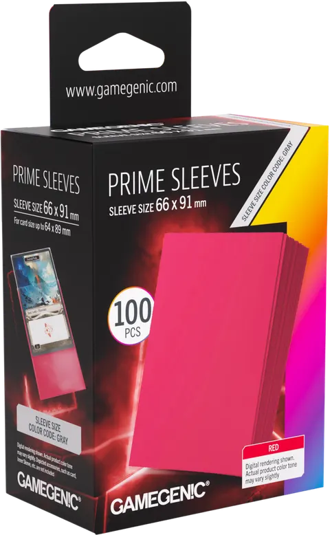 Koszulki na karty Gamegenic: Prime Sleeves (66x91 mm) - Red - 100 sztuk
