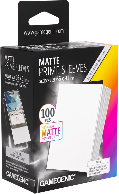 Koszulki na karty Gamegenic: Matte Prime Sleeves (66x91 mm) - White - 100 sztuk