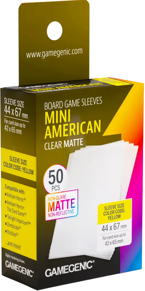 Koszulki na karty Gamegenic: Mini American (44x67 mm) - Clear Matte - 50 sztuk