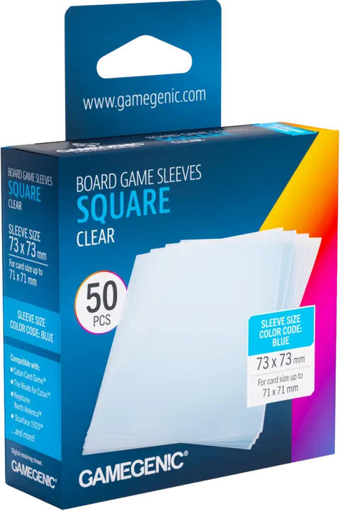 Koszulki na karty Gamegenic: Square (73x73 mm) - Clear - 50 sztuk