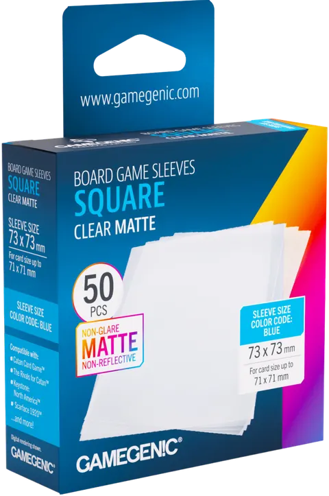 Koszulki na karty Gamegenic: Square (73x73 mm) - Clear Matte - 50 sztuk