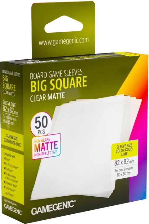 Koszulki na karty Gamegenic: Big Square (82x82 mm) - Clear Matte - 50 sztuk
