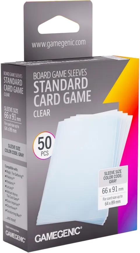 Koszulki na karty Gamegenic: Standard (66x91 mm) - Clear - 50 sztuk