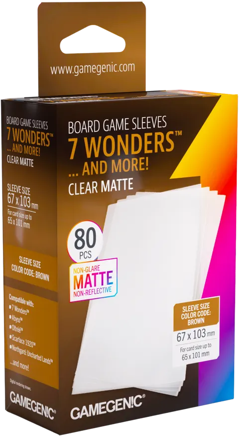 Koszulki na karty Gamegenic: 7 Wonders (67x103 mm) - Clear Matte - 80 sztuk