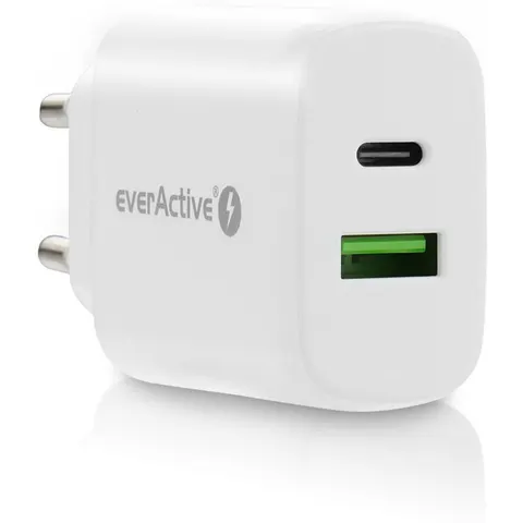 everActive Ładowarka USB/USB-C QC3.0 25W Biała