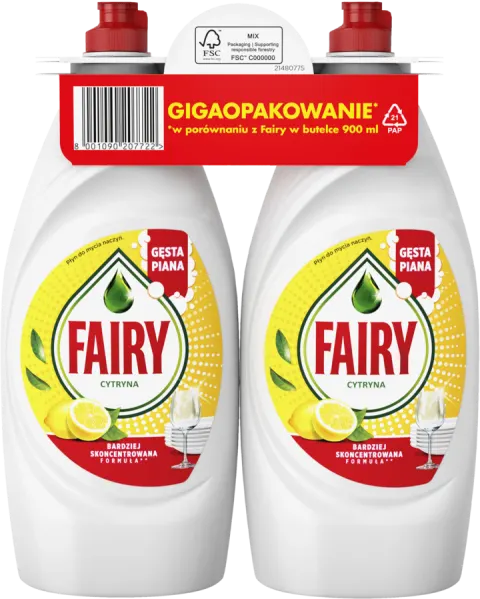 FAIRY płyn do mycia naczyń DUOPACK 2x900ml - Lemon