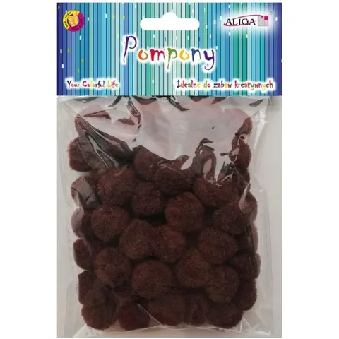 Pompony POM-410 brązowe 2cm op.60szt. ALIGA