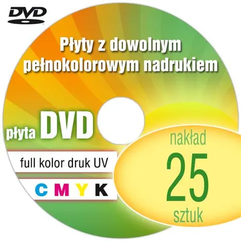 Płyty DVD + nadruk UV - pakiet 25 szt.