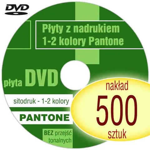 Płyty DVD + sitodruk (1-2 kol. Pantone) - pakiet 500 szt.