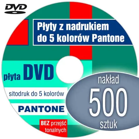 Płyty DVD + sitodruk (3-5 kol. Pantone) - pakiet 500 szt.