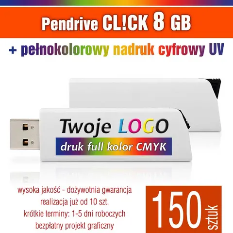 Pendrive CLICK 8GB z nadrukiem - pakiet 150 szt.