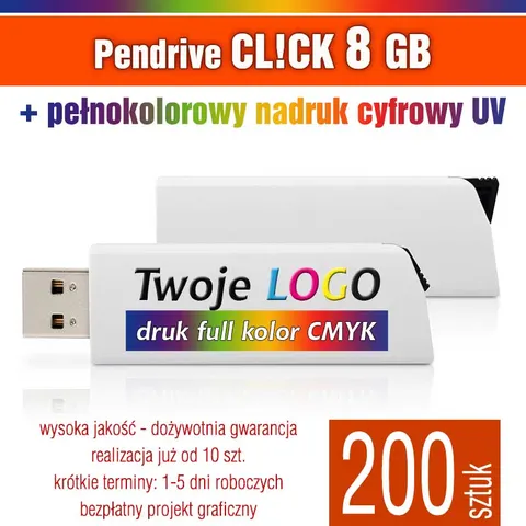 Pendrive CLICK 8GB z nadrukiem - pakiet 200 szt.