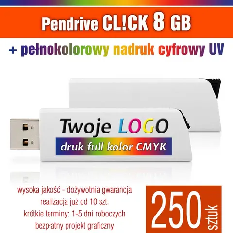 Pendrive CLICK 8GB z nadrukiem - pakiet 250 szt.
