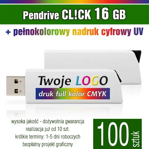 Pendrive CLICK 16GB z nadrukiem - pakiet 100 szt.