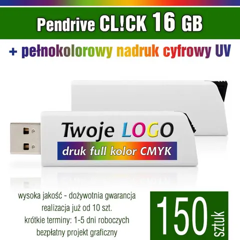 Pendrive CLICK 16GB z nadrukiem - pakiet 150 szt.
