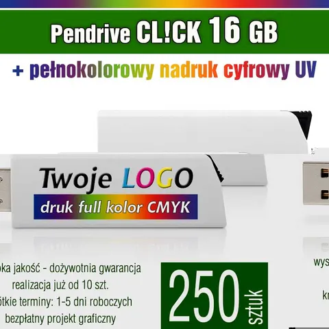 Pendrive CLICK 16GB z nadrukiem - pakiet 250 szt.