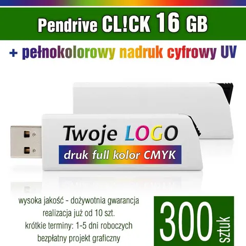 Pendrive CLICK 16GB z nadrukiem - pakiet 300 szt.