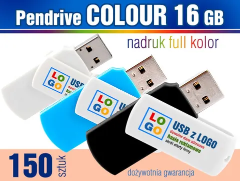 Pendrive COLOUR 16GB z nadrukiem - pakiet 150 szt.