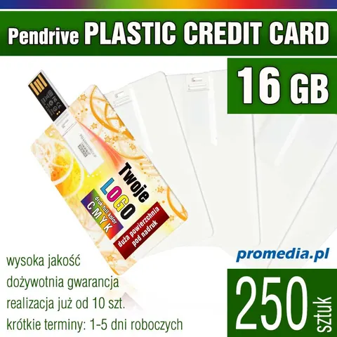 Pendrive PLASTIC CARD 16GB z nadrukiem - pakiet 250 szt.