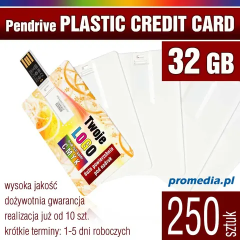 Pendrive PLASTIC CARD 32GB z nadrukiem - pakiet 250 szt.