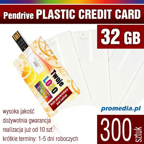 Pendrive PLASTIC CARD 32GB z nadrukiem - pakiet 300 szt.