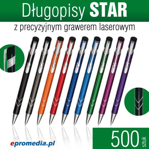 Długopisy STAR z grawerem - pakiet 500 szt.