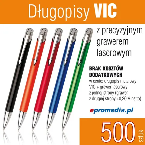 Długopisy VIC z grawerem - pakiet 500 szt.